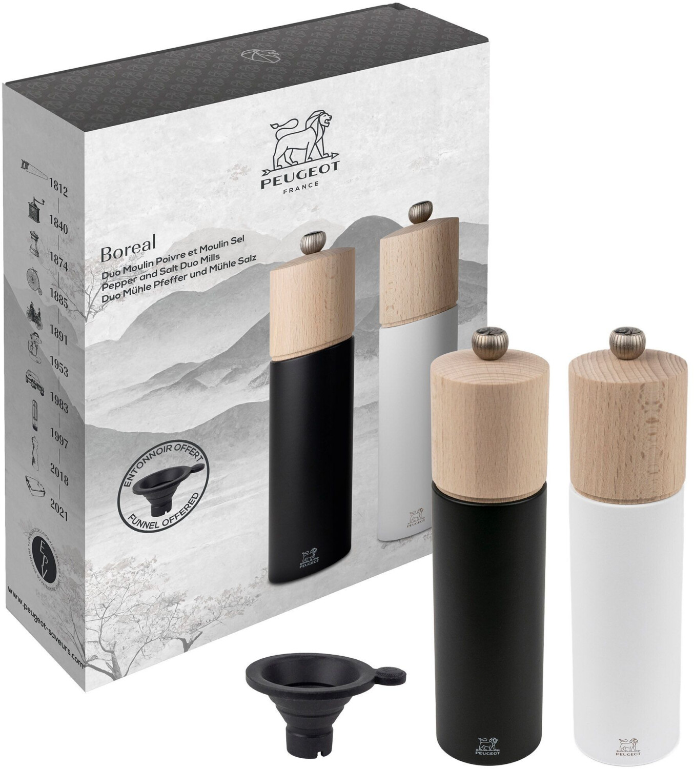 Peugeot Duo Mill Pepper + Salt Boreal 21cm Rock Black/Matt White