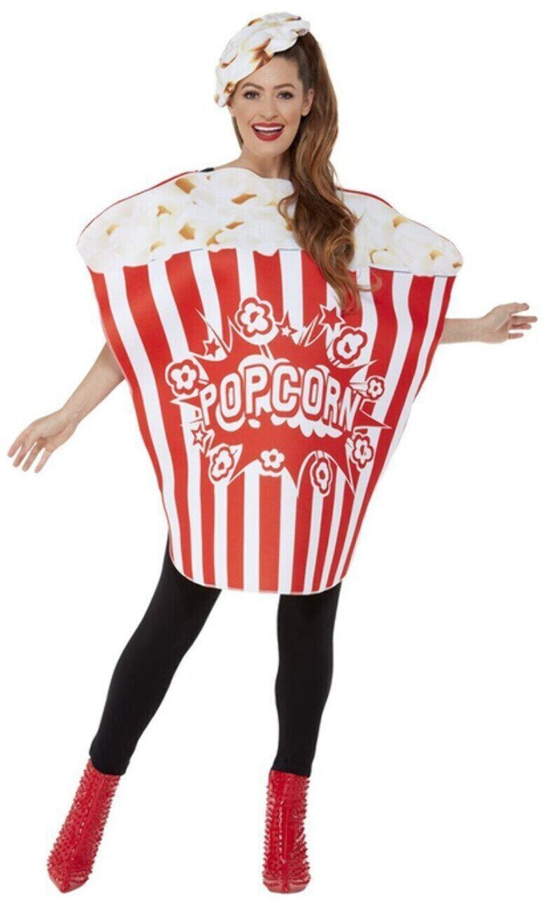 Smiffy's Popcorn Costume red white Jumpsuit Hat