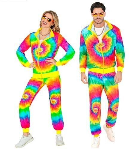 Widmann Costume Tracksuit neon psychedelic Hippie Party 80s
