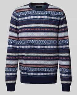 Fynch-Hatton Wool Sweater with Label Detail navy