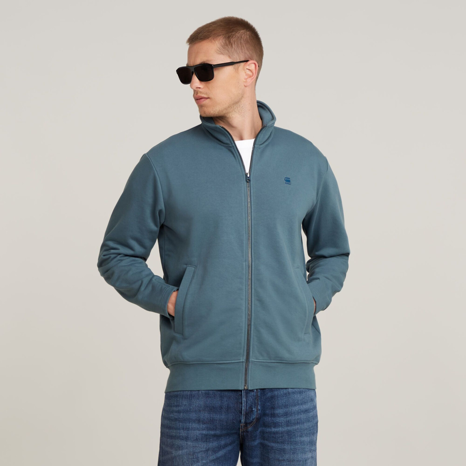 G-Star Nifous Zip Thru Sweater mid blue D25122-D566-1820