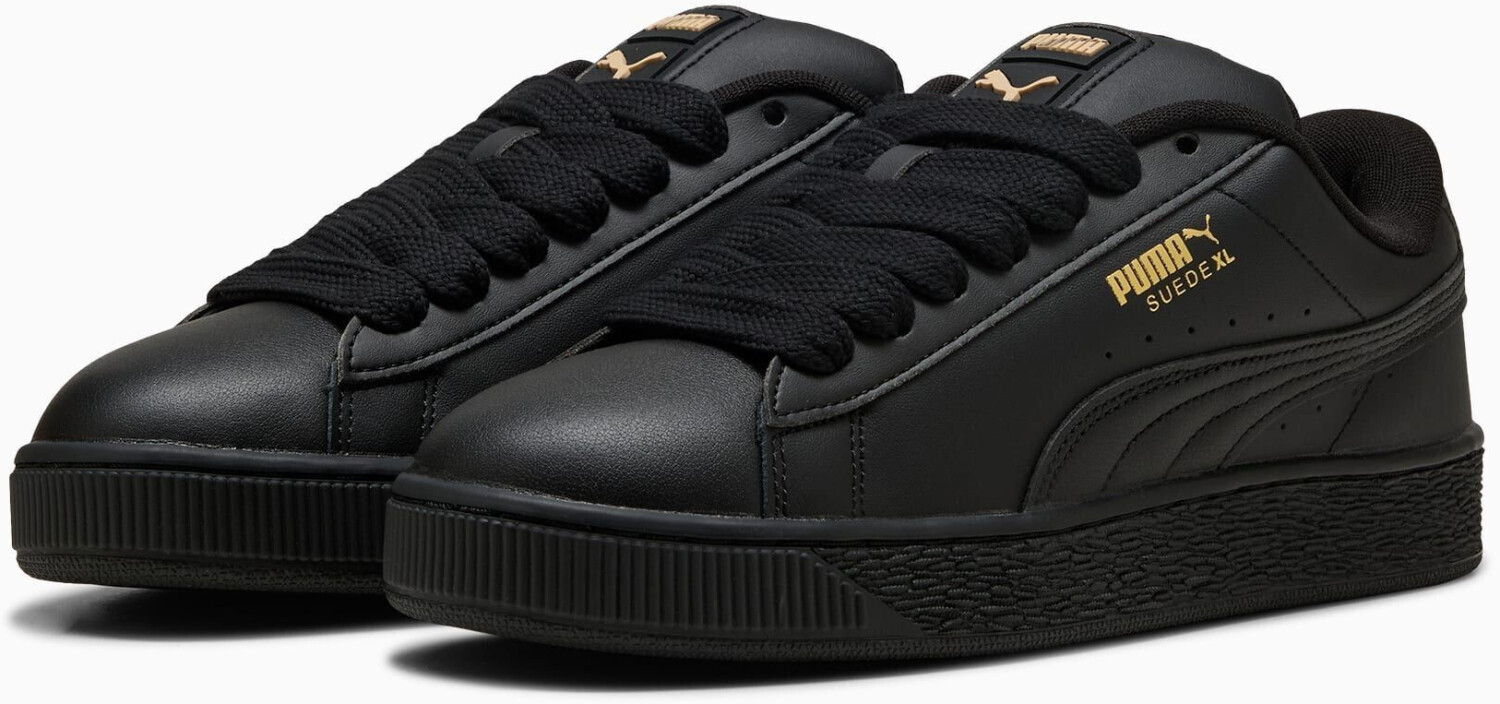 Black and gold suede pumas deals
