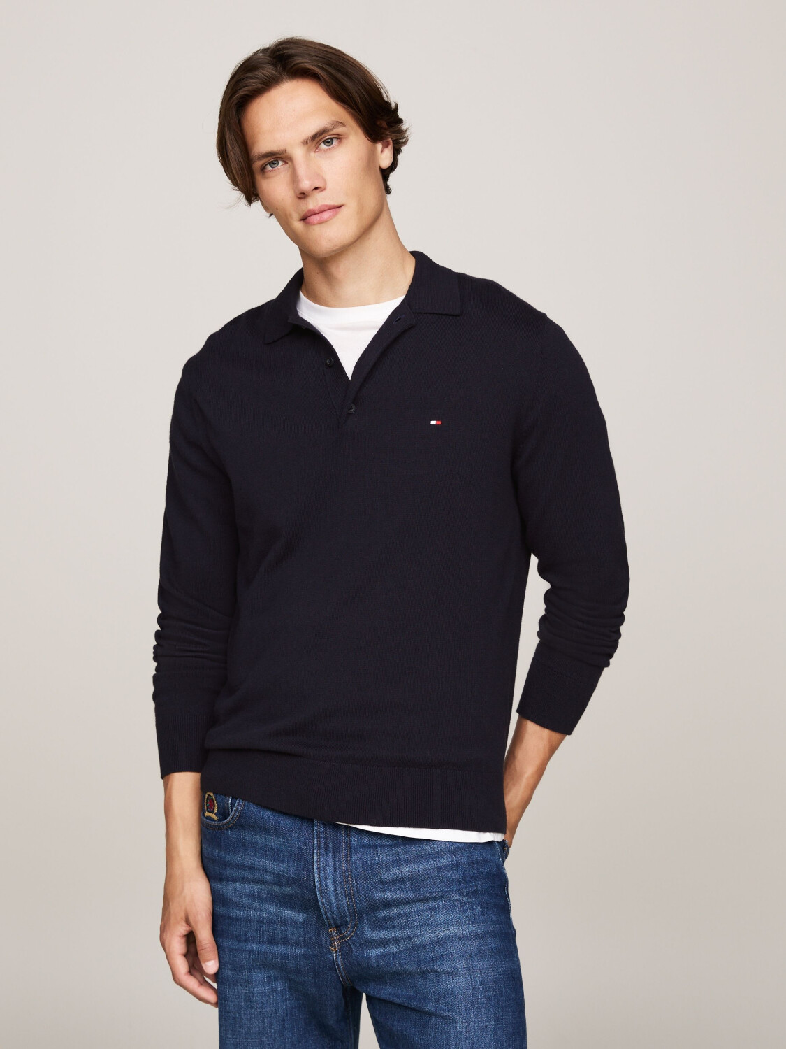 Tommy Hilfiger Pima Cashmere Polo Neck Sweater desert sky