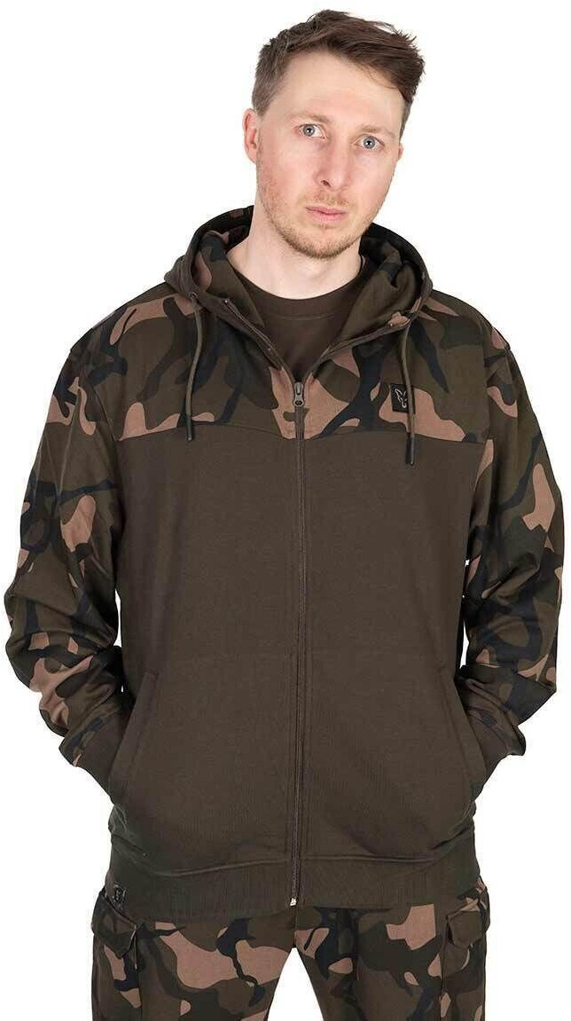 Fox Lw Khaki Camo Split Zip Hoodie Carp Fishing Clothing