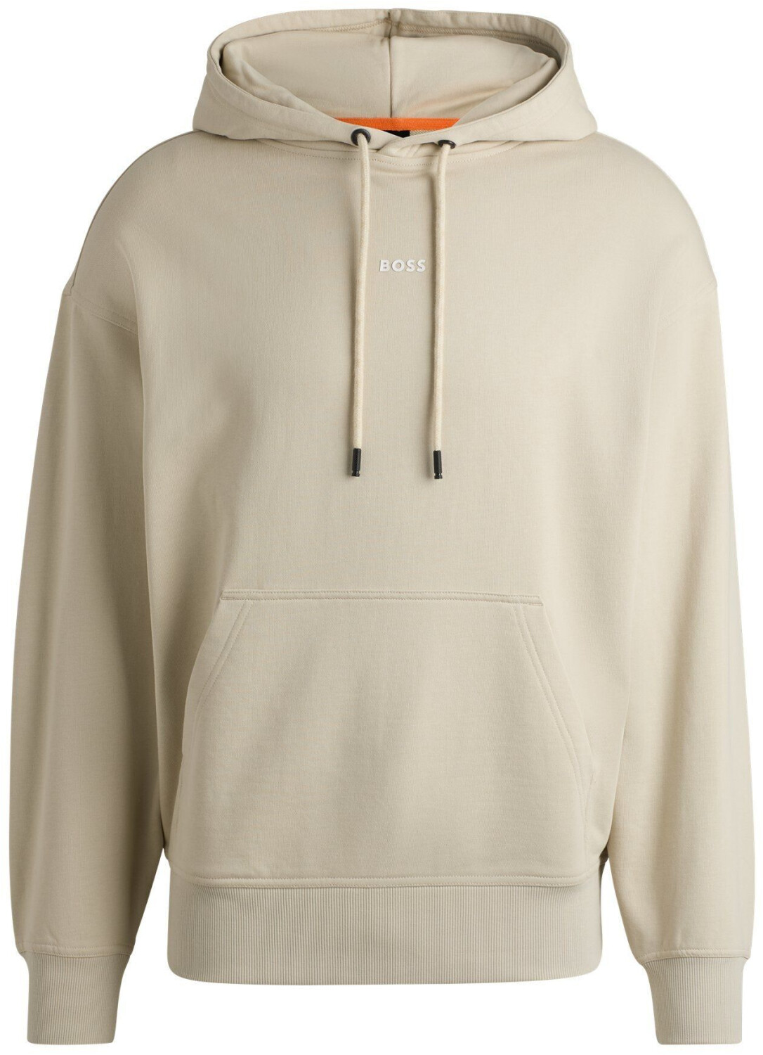 Hugo Boss Cotton terry hoodie with contrast logo 50514530 light beige