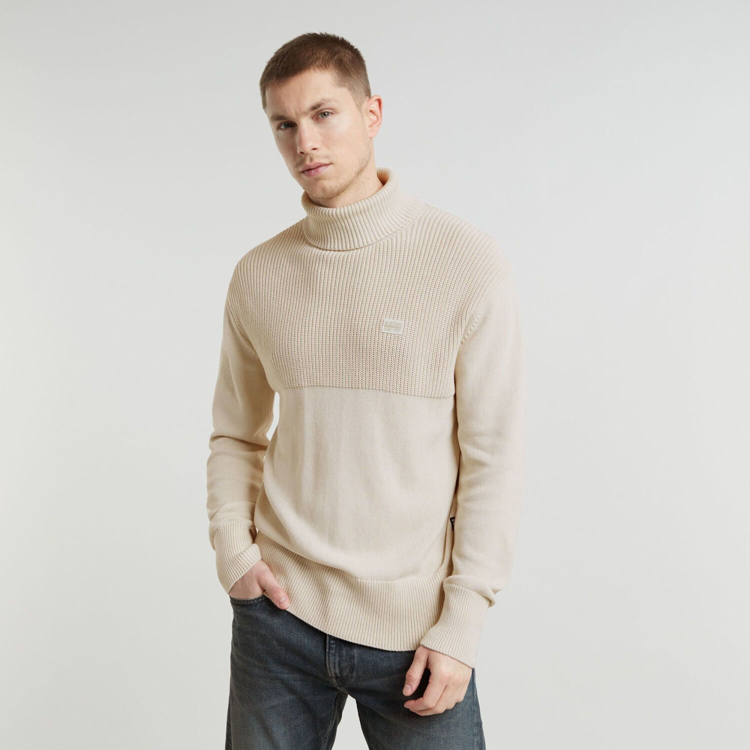 G-Star Knitted Turtle Neck Pullover Fisherman white D25151-C868-1603