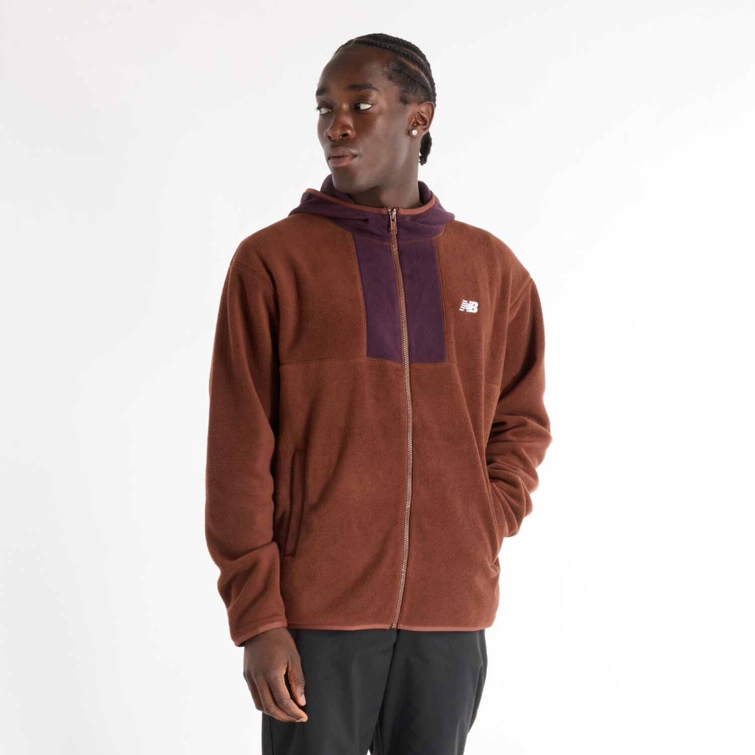 New Balance Polar Fleece Hooded Jacket brown MJ43517ROK