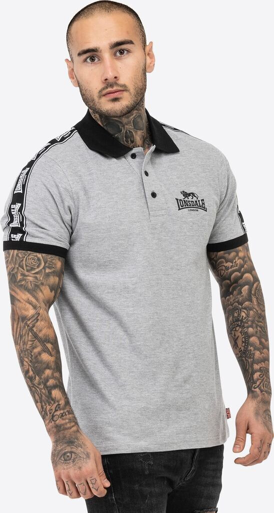 Lonsdale Setter Polo Shirt marl grey black white