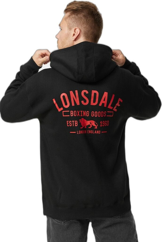 Lonsdale LATHERON Hooded Sweatshirt black red