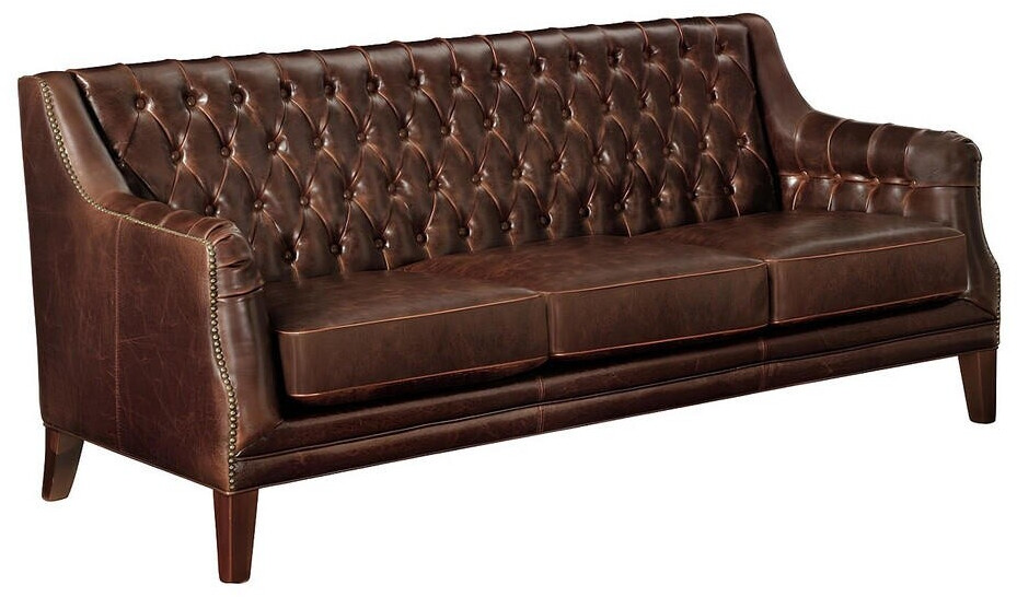 Vente-unique 3-seater leather sofa - brown - COLBERT