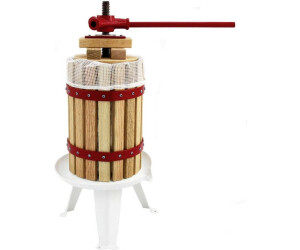 MonsterShop Fruit Press 6 Litre Solid Oak & Steel Manual Spindle Includes 3 Straining Bags Kukoo Natural One Size