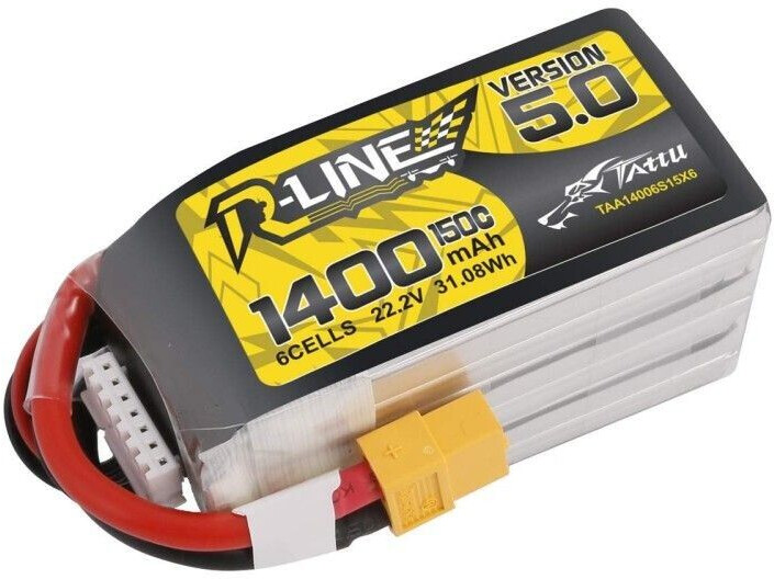 Tattu R-Line Version 5.0 1400 mAh 22,2 V 150 C 6S Lipo XT60 (TAA14006S15X6)