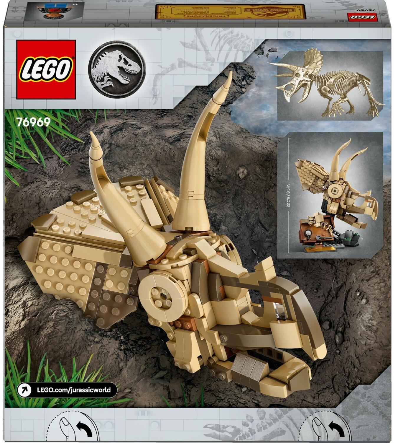 LEGO Jurassic World - Les fossiles de dinosaures : le crâne du tricératops (76969)