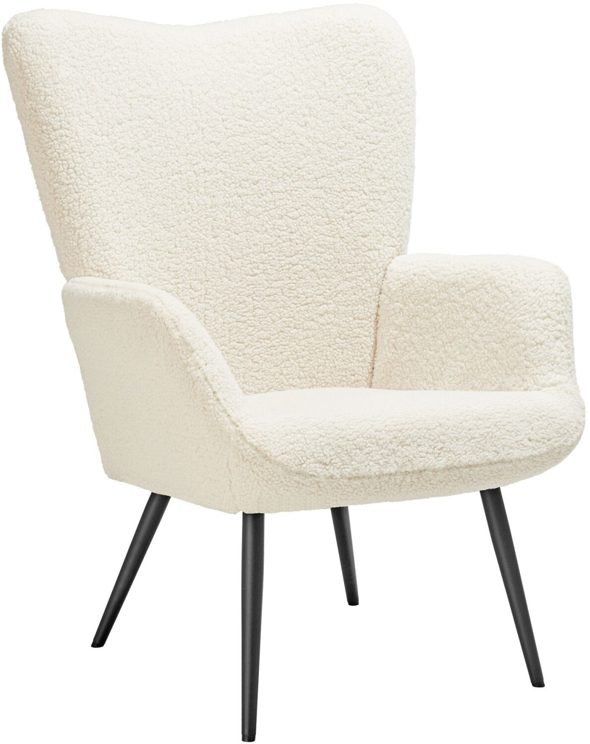 TecTake Scandinavian style Hygge wing chair Bouclé 76x72x100.5 cm cream/black