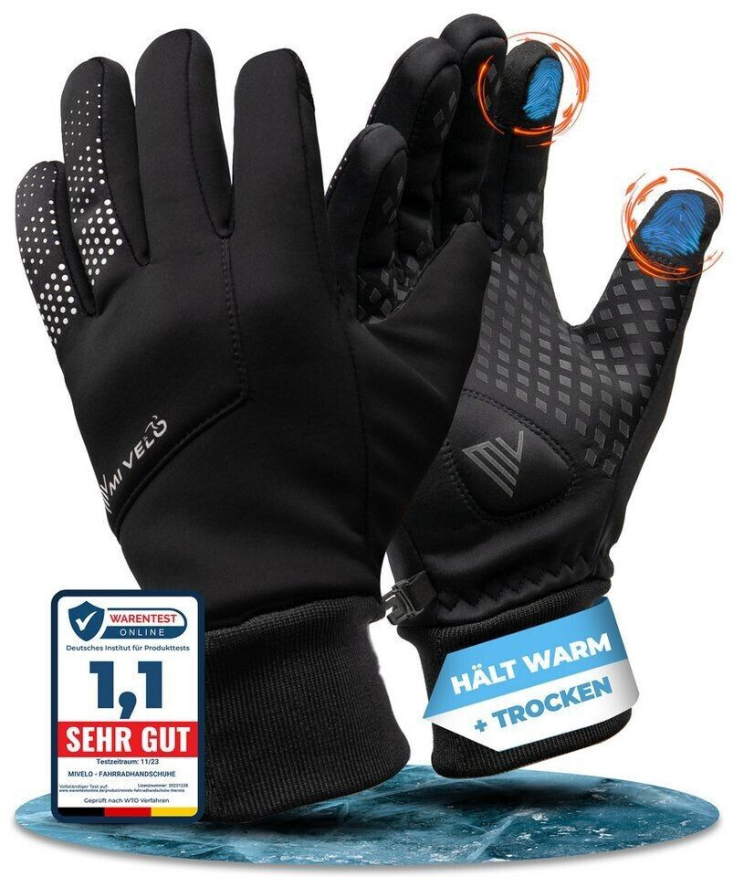 Mivelo Fahrradhandschuhe Winter wasserfest winddicht schwarz
