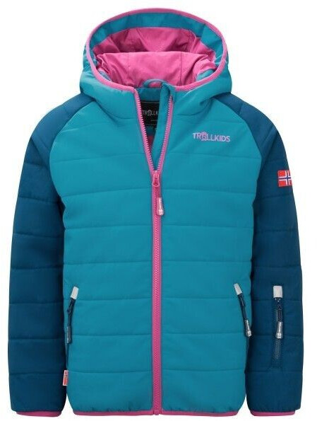 Trollkids Hafjell PRO Ski Jacket dark turquoise madeira blue light berry