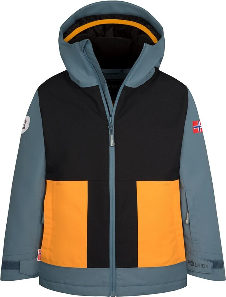 Trollkids Kinder Ski-Jacke RAULAND schwarz stahlblau mango