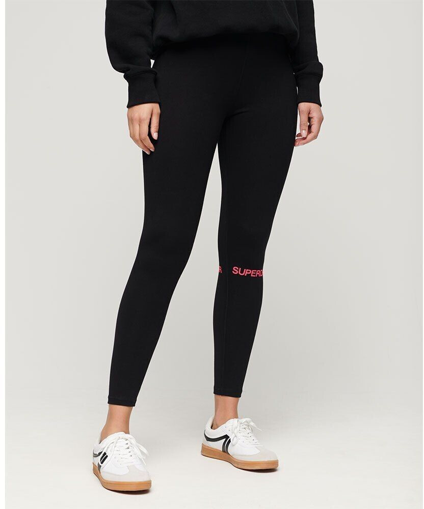 Superdry High Waist Sports Leggings black hyper fire pink