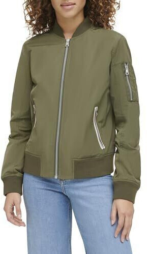 Levi's Poly Bomber Jacket with contrast zipper pockets army green