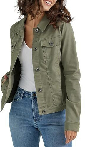 Wrangler Authentics Stretch Denim Jacket olive leaf
