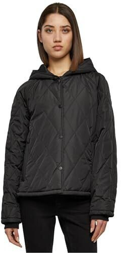 Urban Classics Ladies Oversized Diamond Quilted Hooded Jacket black TB6067