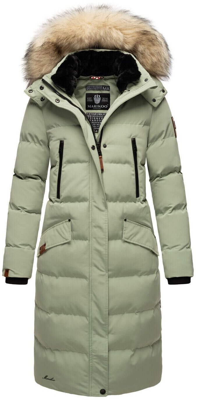 Marikoo Long Women's Winter Jacket B890 quilted with hood smokey mint