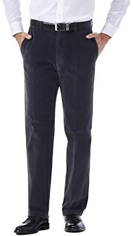 Haggar Corduroy Expandable Waist Straight Fit Flat Front Pant Dusk-Classic