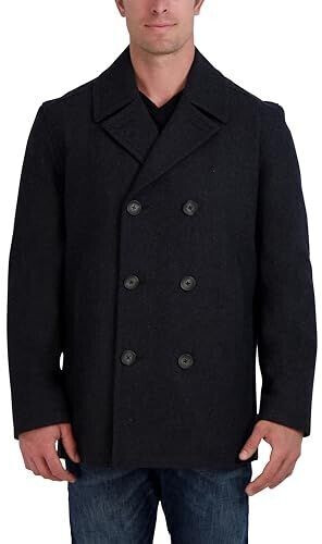 Nautica Classic Double-Breasted Peacoat dark gray