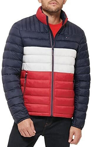 Tommy Hilfiger Ultra Loft packable puffer jacket down alternative coat midnight white red patch