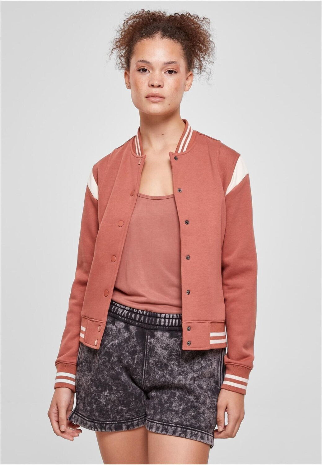 Urban Classics Inset College Sweat Jacket Terracotta whitesand TB2618