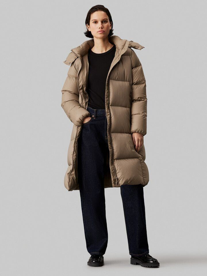 Calvin Klein Down Long Puffer Coat beige