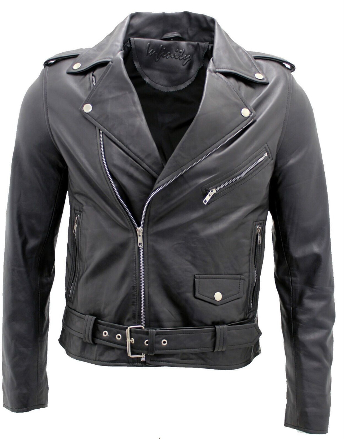 Infinity Retro Brando Biker Jacket black Nappa Leather