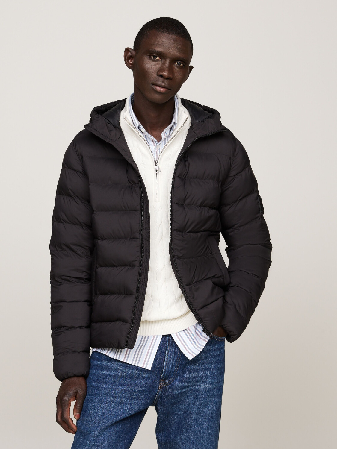 Tommy Hilfiger Mid Weight Hooded Jacket straight black