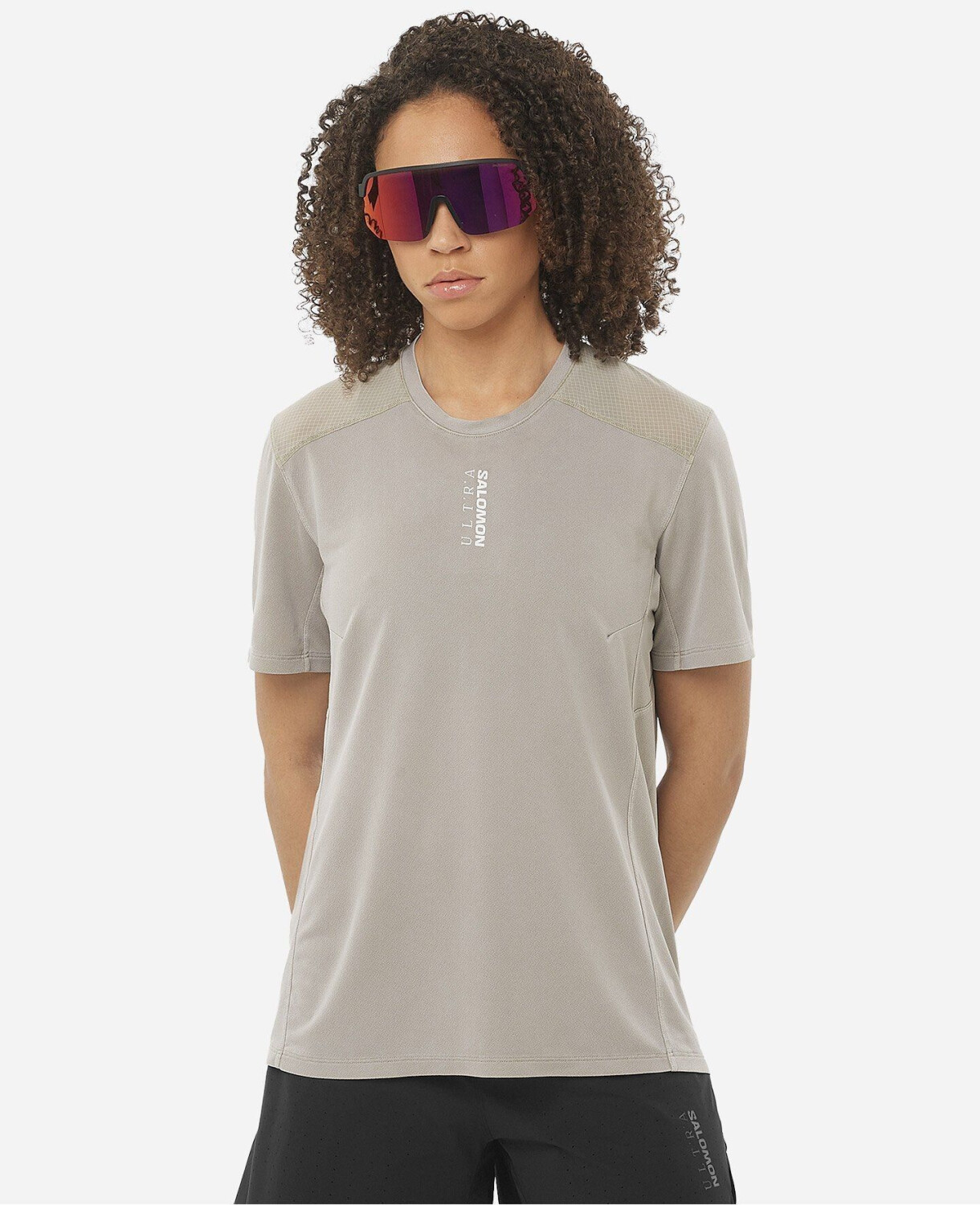 Salomon Ultra Tee Running Shirt grey vintage khaki
