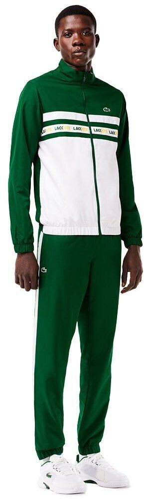Lacoste Tenis Sportsuit Stripe Logo Tracksuit green white