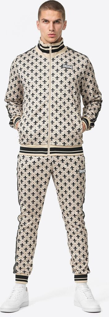 Lonsdale Slim Fit Tracksuit Sand Black White