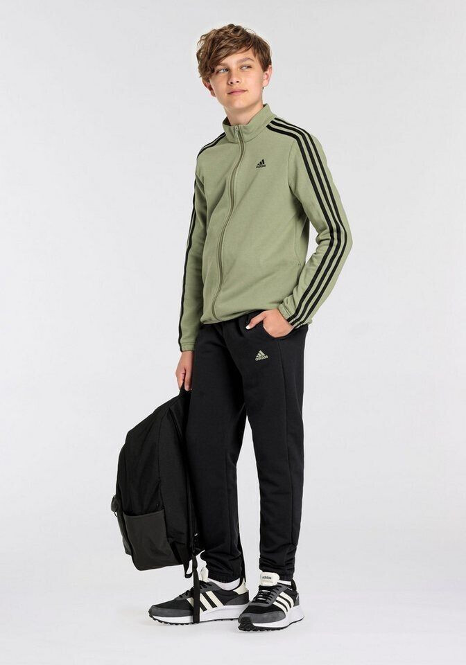Black and green adidas tracksuit discount