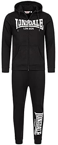 Lonsdale Feeny Hooded Tracksuit black white
