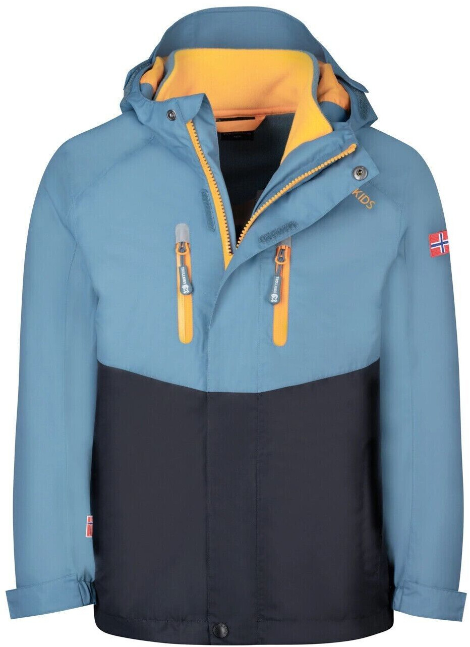 Trollkids Bryggen 3in1 Jacket steel blue black mango