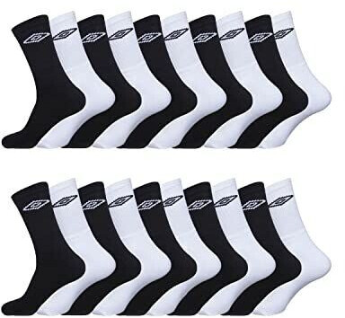 Umbro Sports socks non-slip freedom of movement 20-pack black white