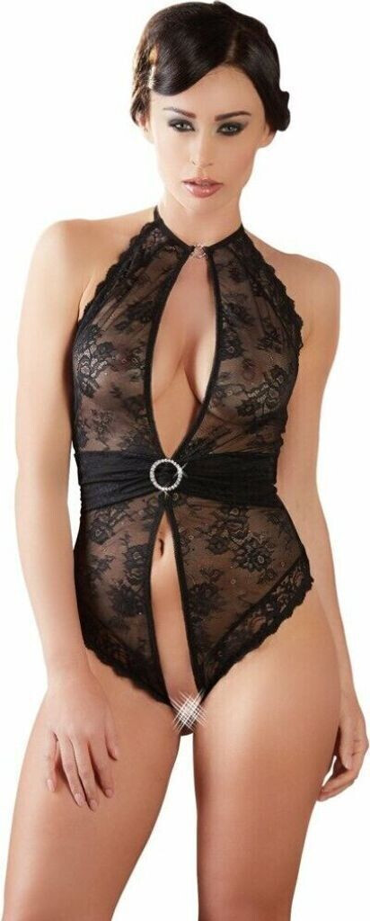Abierta Fina Fina black transparent Body with adjustable halter