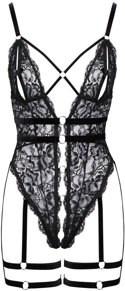 Cottelli Collection Body with detachable velvet thigh jewelry black