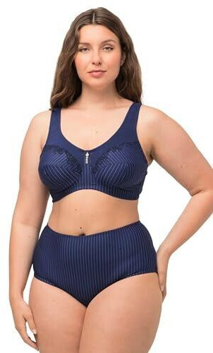 Ulla Popken Comfort Bra without underwire rhinestone pendant C-G navy