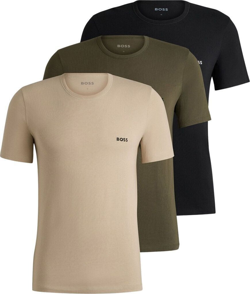Hugo Boss Classic Small Logo T-Shirt beige green black 3-pack