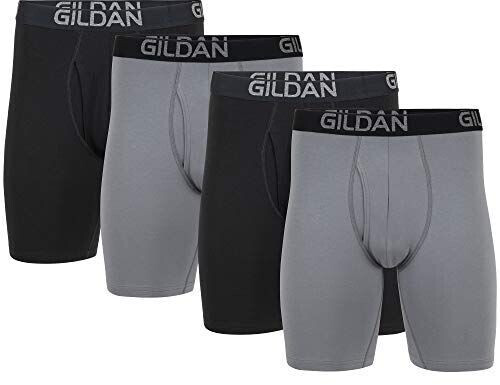 Gildan Cotton Stretch Boxer Brief Multipack Retroshorts grey black 4-pack long