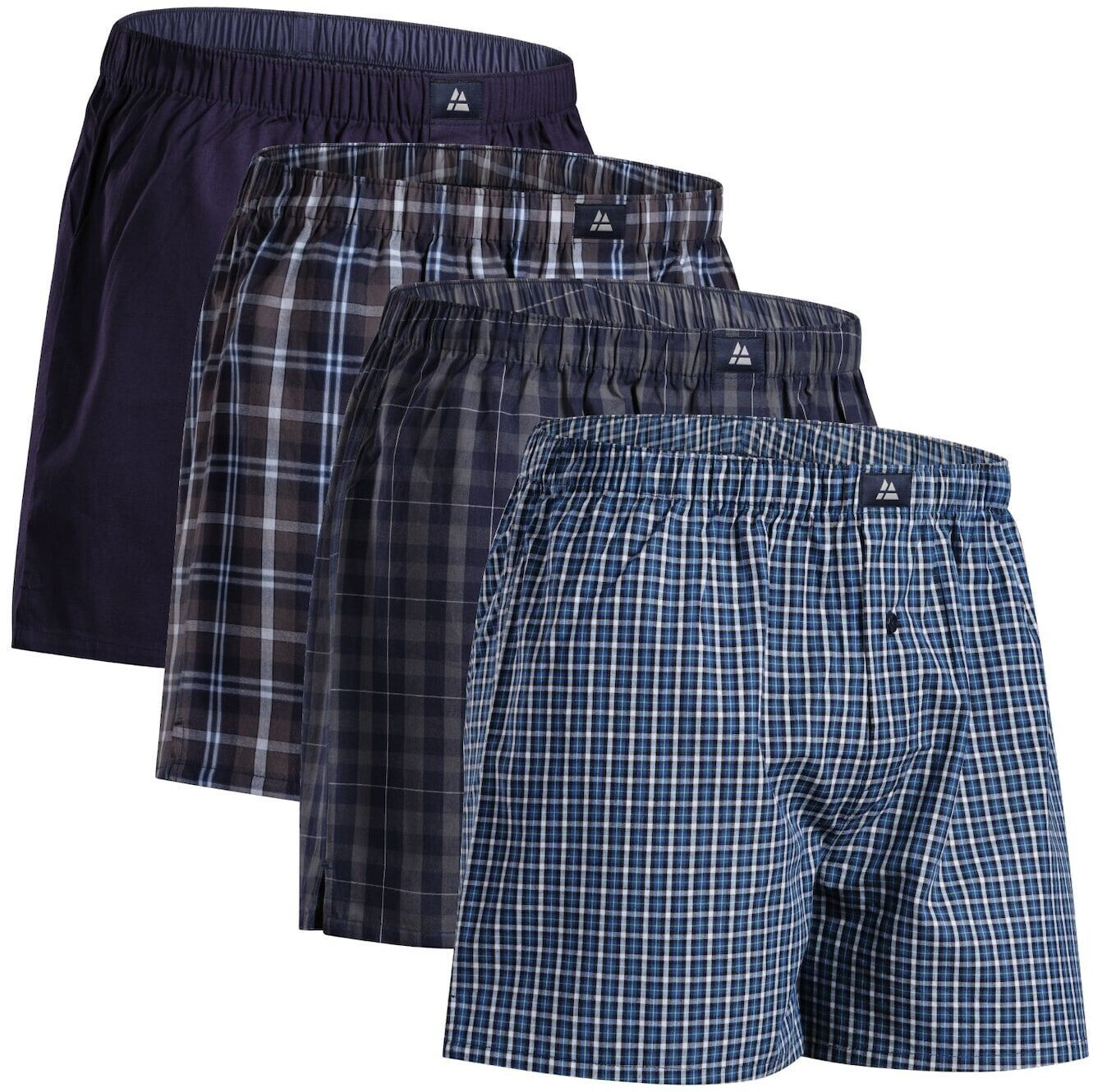 Danish Endurance Organic Woven Boxers blue grey Mix 4-Pack