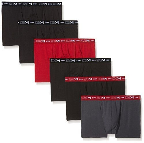Dim Stretch cotton breathable boxer shorts x6 lead grey chili red black