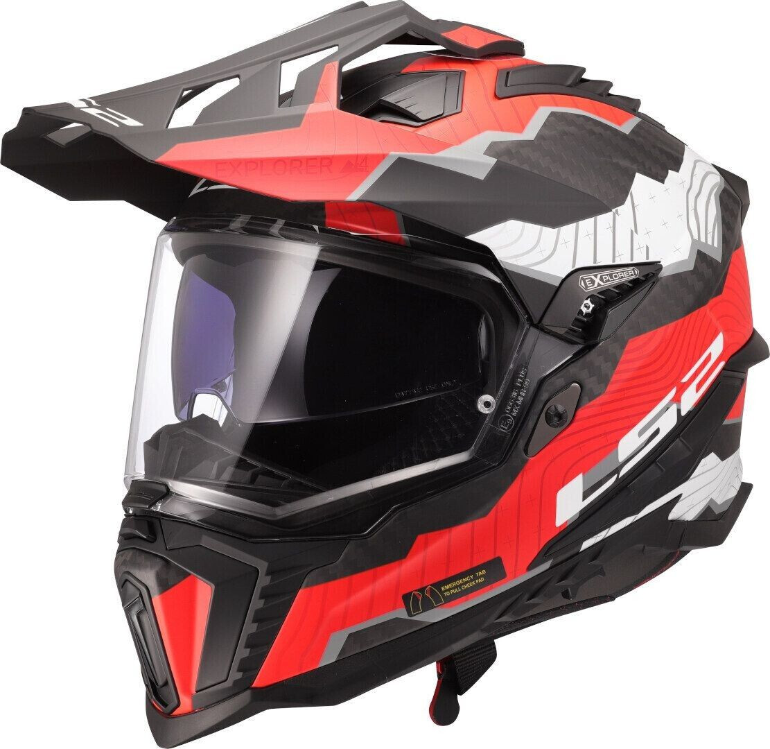 LS2 MX701 Explorer Carbon Trick White/Red