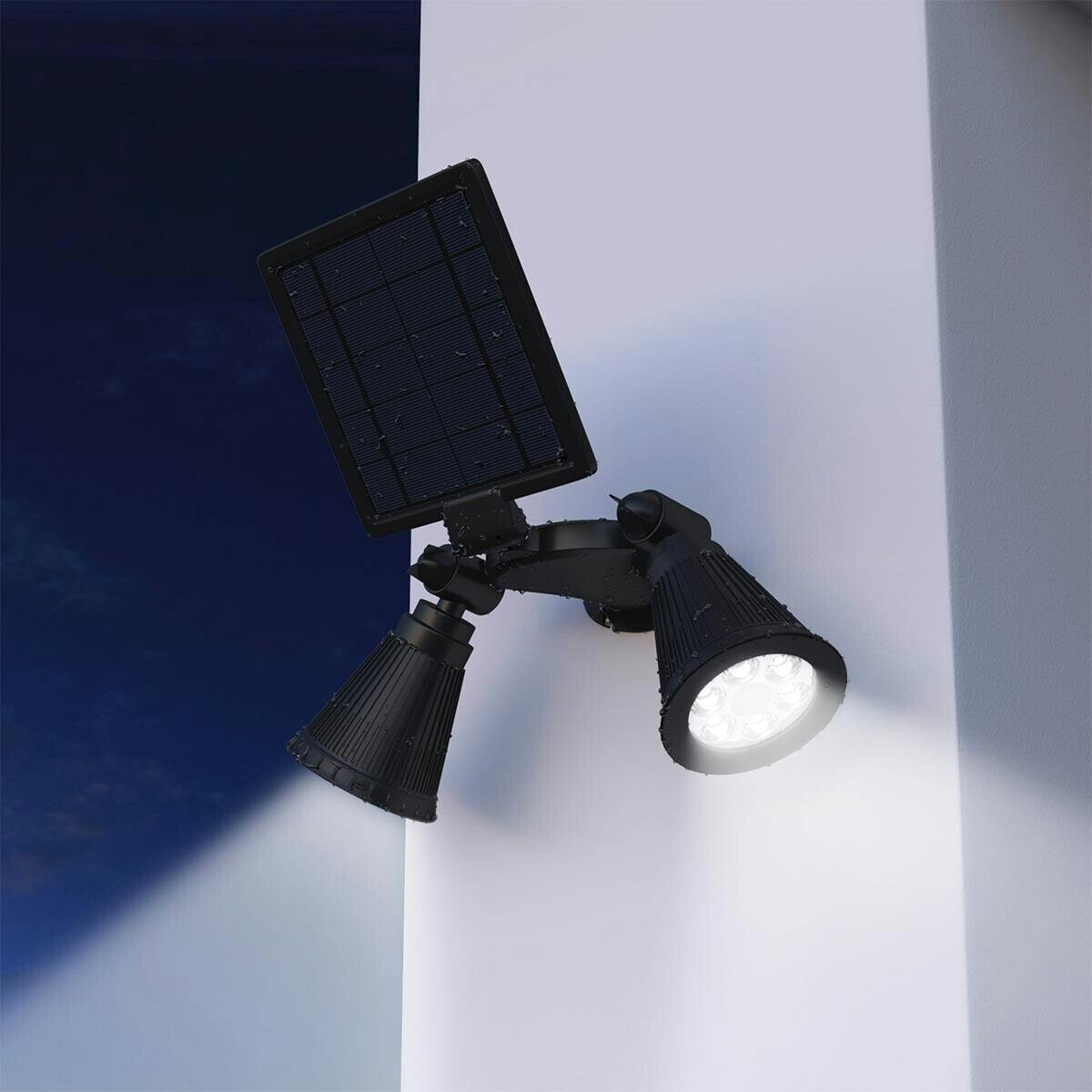 Lumisky Lumijardin double solar projector, wall light applique, powerful LED white DOLBY H31c, black