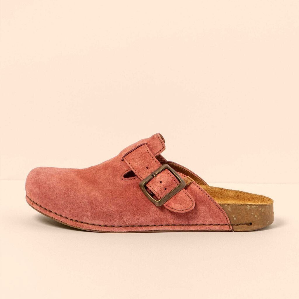 El Naturalista Wooden Clogs N5796 Silk Suede raspberry balance